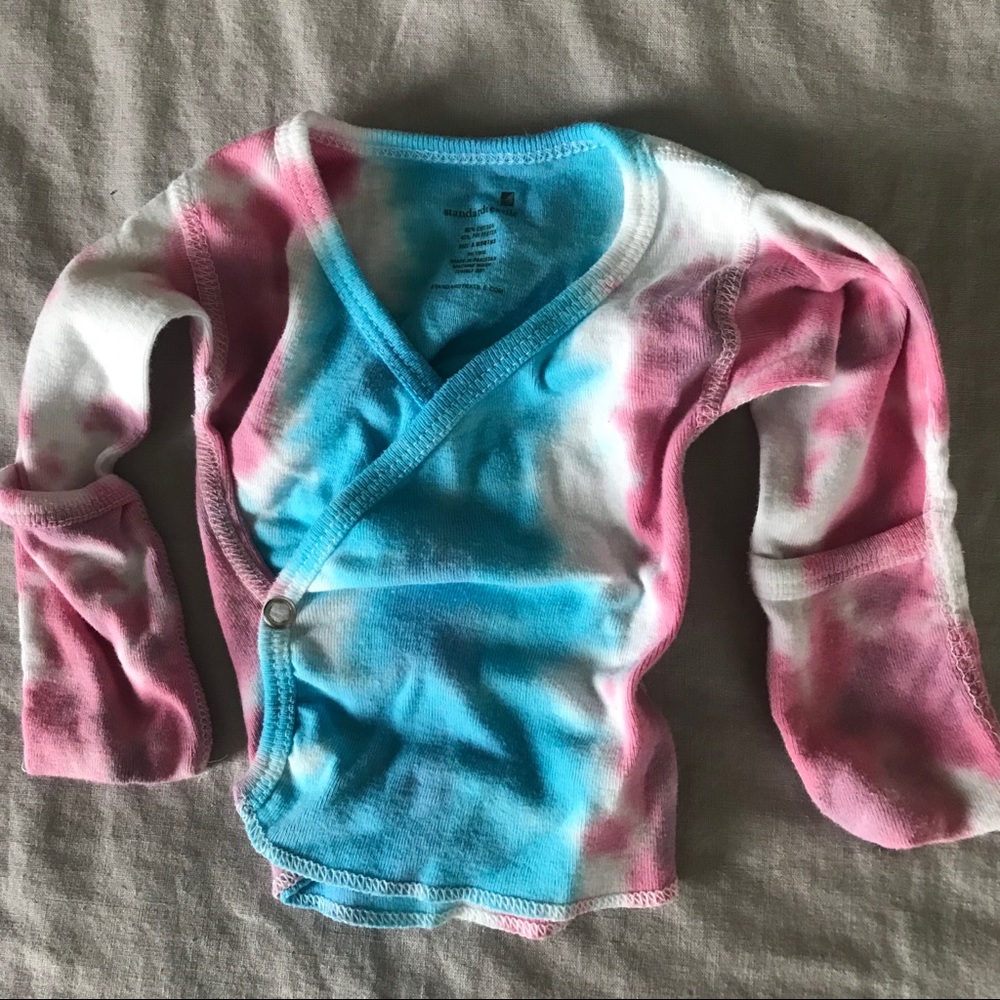 Blue & Pink Tie Dye Kimono Wrap Top